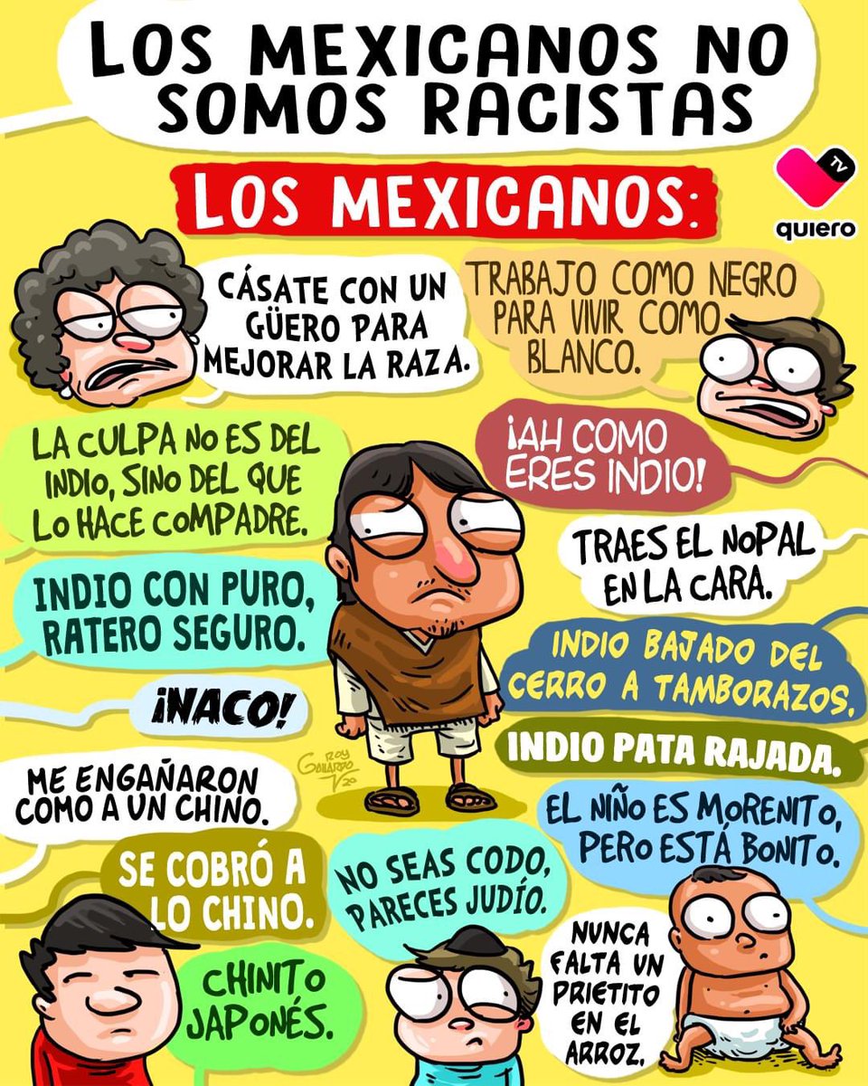 cid__5's tweet image. Don’t recall where I got this image but a good reminder. A call to action on #IndigenousPeoplesDay, especially with what’s happening in LA: Call out your friends and family members that say racist stuff. Ejemplos en español a continuación…