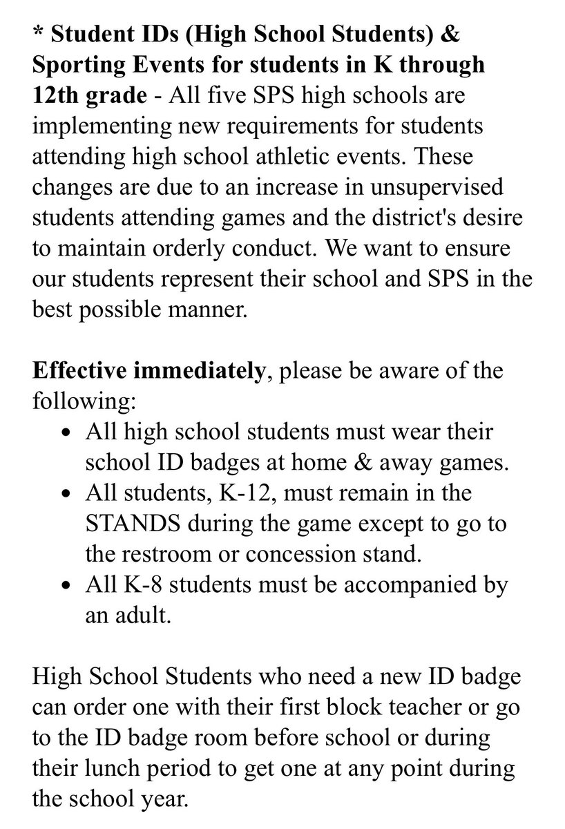 KickapooChiefs's tweet photo. 🚨Effective Immediately🚨
Spread the Word that ID badges are required for all sporting events home and away. 
No ID badge = No 🛑 Entry. https://t.co/yJSKaPb9ol