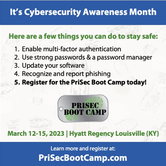 SecurityMetrics's tweet photo. We’ve partnered to offer the #PriSecBootCamp, an immersive training experience for anyone tasked with understanding and managing #PrivacyAndSecurity programs like #HIPAA—from the C-suite and attorneys to technology professionals and vendors. Learn more at https://t.co/dzYWMIiI5K https://t.co/tgrsFfaFrr