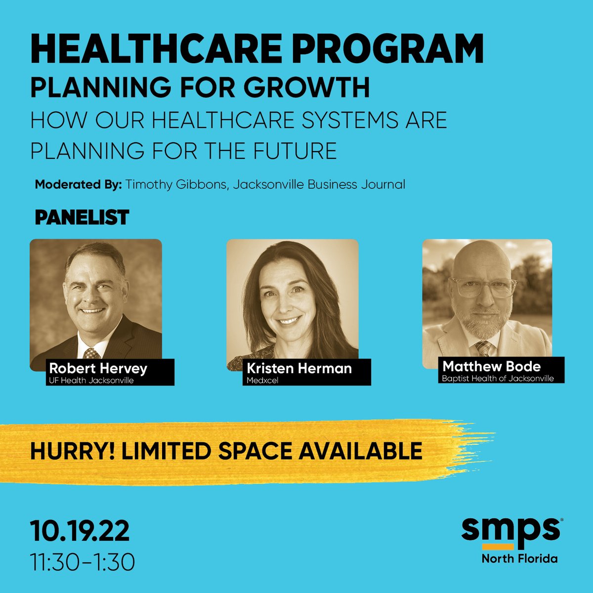 SMPS_NF's tweet photo. If you are planning to attend our 2022 Healthcare Program next week, please register early - space is limited! 

Register here: https://t.co/Byuscg9AEr

#SMPSNF #SMPS #Healthcare #Jacksonville https://t.co/RLhC9Gjz2B