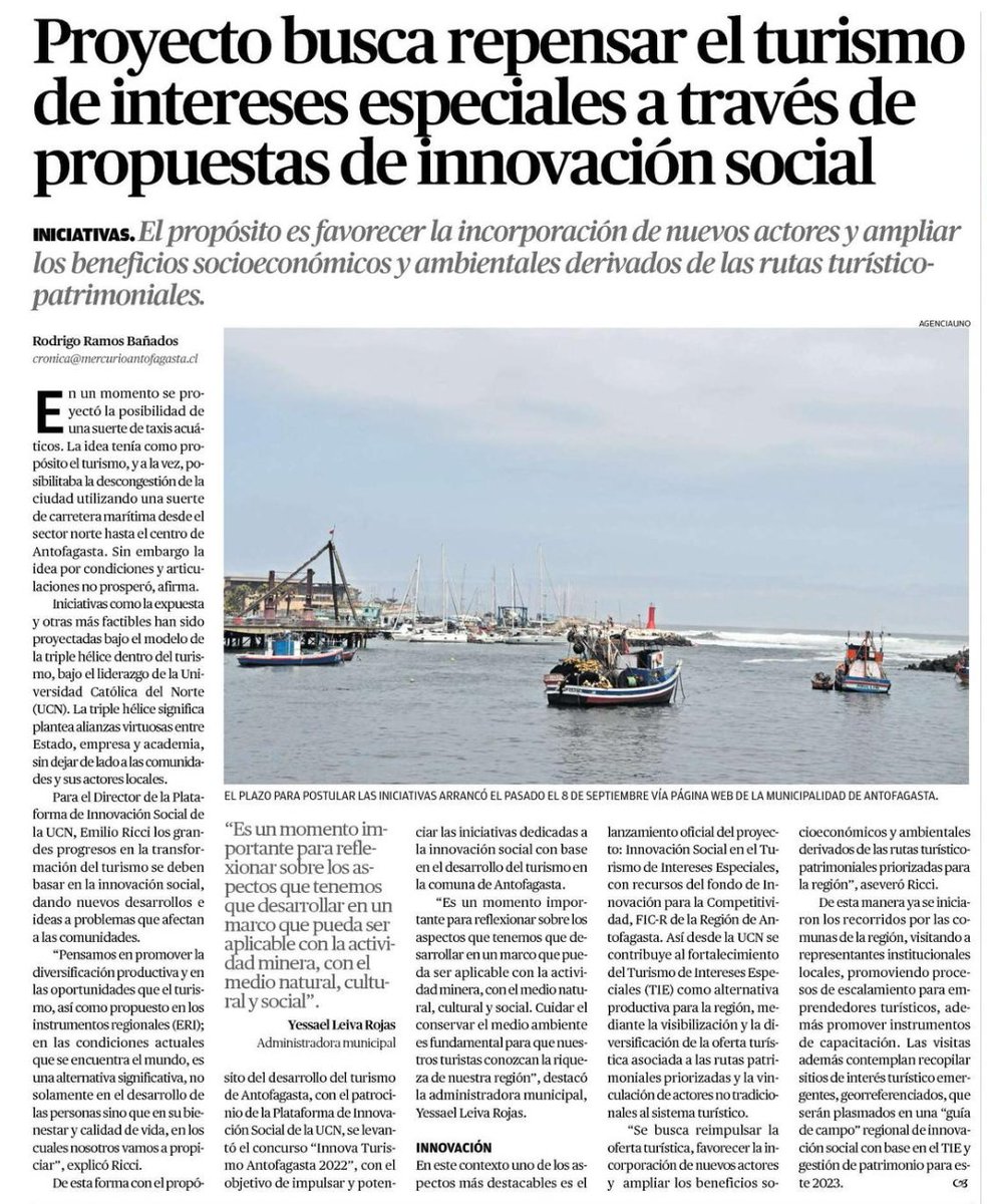 tripleheliceucn's tweet photo. Desde @UCNorte ya iniciamos recorridos por comunas de la región promoviendo procesos de escalamiento para emprendedores turísticos. 
#InnovaciónSocialUCN 
#Antofagasta https://t.co/o0enzrdUgp