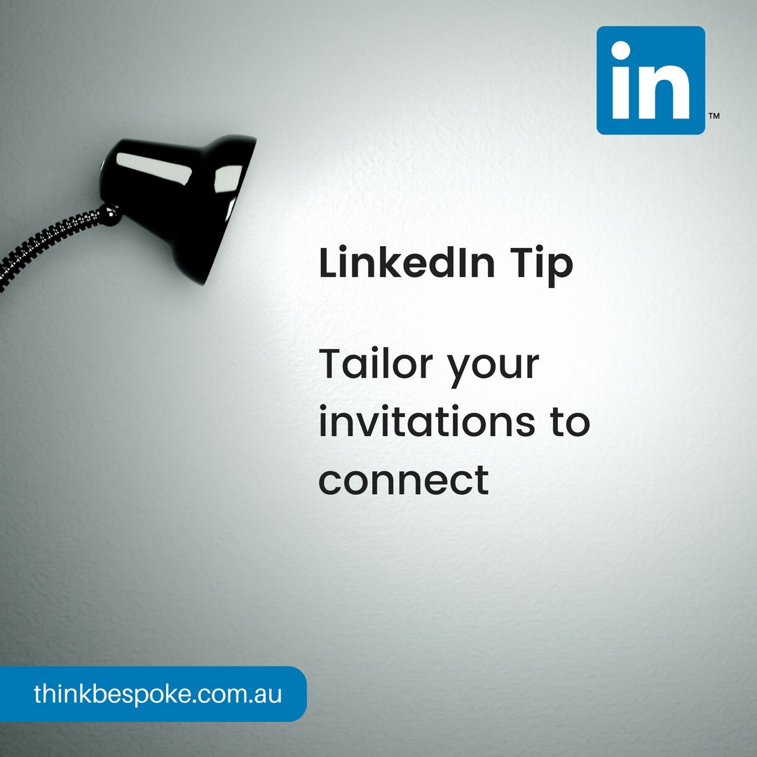 thinkbespoke's tweet photo. You wouldn't hand your business card to someone when you first met them without introducing yourself, so take the time to tailor your invitation when send and invite to connect.

Subscribe to our e-insights for more #LinkedIn updates. https://t.co/gKAB5SPKLL 

#LinkedInTip https://t.co/UdxKVl37Bh