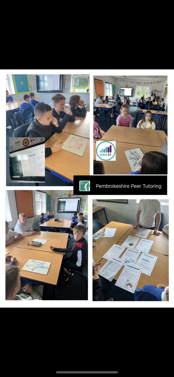 Monktonpriory's tweet photo. An enthusiastic start to this term’s peer tutoring.  Year 5 and 6 used their  @voice21oracy strategies to enhance discussion.  What is intelligence? 🧠 @SchoolsPembs #peertutoring #intelligence https://t.co/NLRBejB4kd