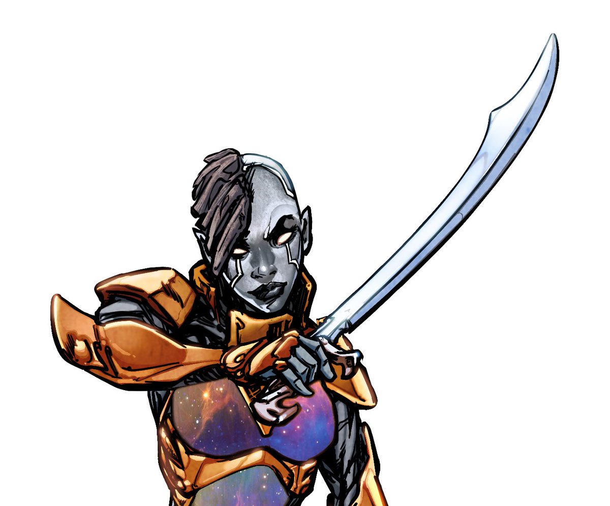 VOID: Khaos’ sword is named “Void” and is one half of a twin pair (named Null &amp; Void) given to her as a child by her now deceased mother, Queen Vanora.  These swords are ancient and were once dual wielded by Khao’s great-grandmother, Queen Yegami. #comics #indiecomics #ComicArt