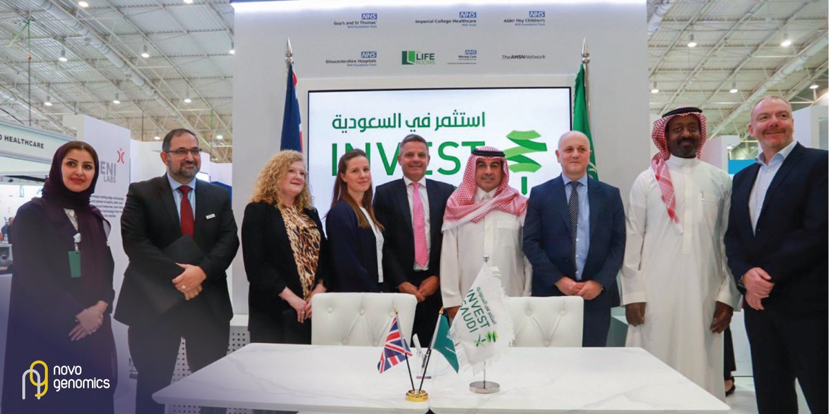 novogenomics's tweet photo. We are excited to announce that @nanopore &amp; Novo Genomics signed an MoU today during the #globalhealthexibition 
 سعيدون في نوفو جينومكس بتوقيع اتفاقية تعاون مع شركة @nanopore 
خلال #globalhealthexibition 
@SaudiMOH
@MISA
@alekhbariyatv
@InvestSaudi
@InvestSaudi_AR
@DrAlhawsawi https://t.co/OvRrXT8hfQ