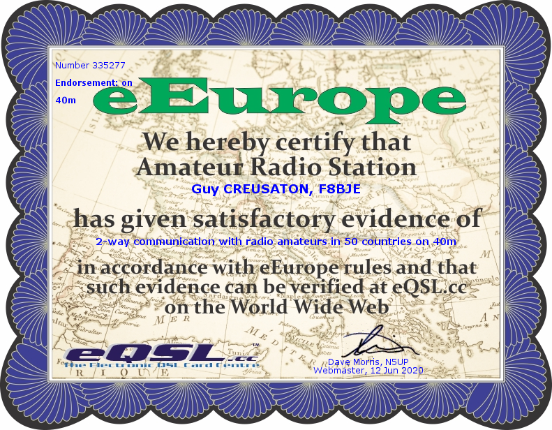 f8bje's tweet photo. #eAward : #eEurope (20m, 40m & WARC) #eQSL #hamradio #award https://t.co/286sEhMz6y