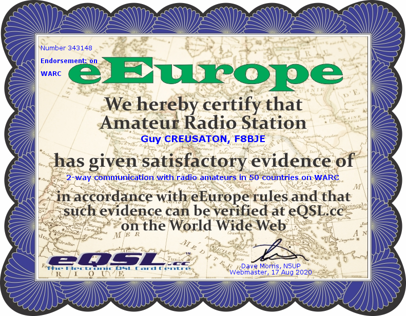 f8bje's tweet photo. #eAward : #eEurope (20m, 40m & WARC) #eQSL #hamradio #award https://t.co/286sEhMz6y