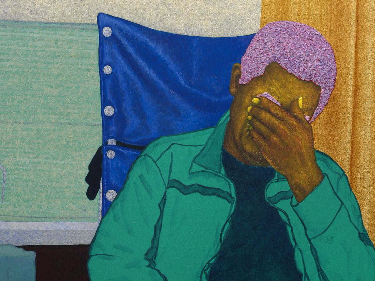 Living With A Broken Heart Made It Difficult When I Was Young And Bullet Proof (It’s Easier To Miss You Than It Is To Let You Down), 2022, Oil, Acrylic, &amp; Glitter on Canvas, 77x59 inches
••••
#FriezeLondon <a href="/LehmannMaupin/">Lehmann Maupin</a> 
<a href="/friezeofficial/">Frieze</a> 
#arcmanoroniles #lehmannmaupin