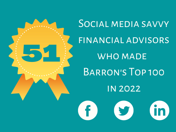 Acknowledge  <a href="/VWGWealthMgmt/">VWG Wealth Management</a>  <a href="/FragassoAdvisor/">FragassoAdvisor</a>  <a href="/vanpearcyfinc/">Van Pearcy</a>  <a href="/KeyFinInc/">Patti Brennan</a>  <a href="/CPIWealth/">Creative Planning</a>  <a href="/HightowerAdvsor/">Hightower</a>  @mirmileadvisors  <a href="/SummitryLLC/">Summitry LLC</a>  <a href="/monetagroup/">Moneta</a>   >   51 social media savvy financial advisors who made Barron’s Top 100 in 2022 blog.investmentpal.com/social-media-s…