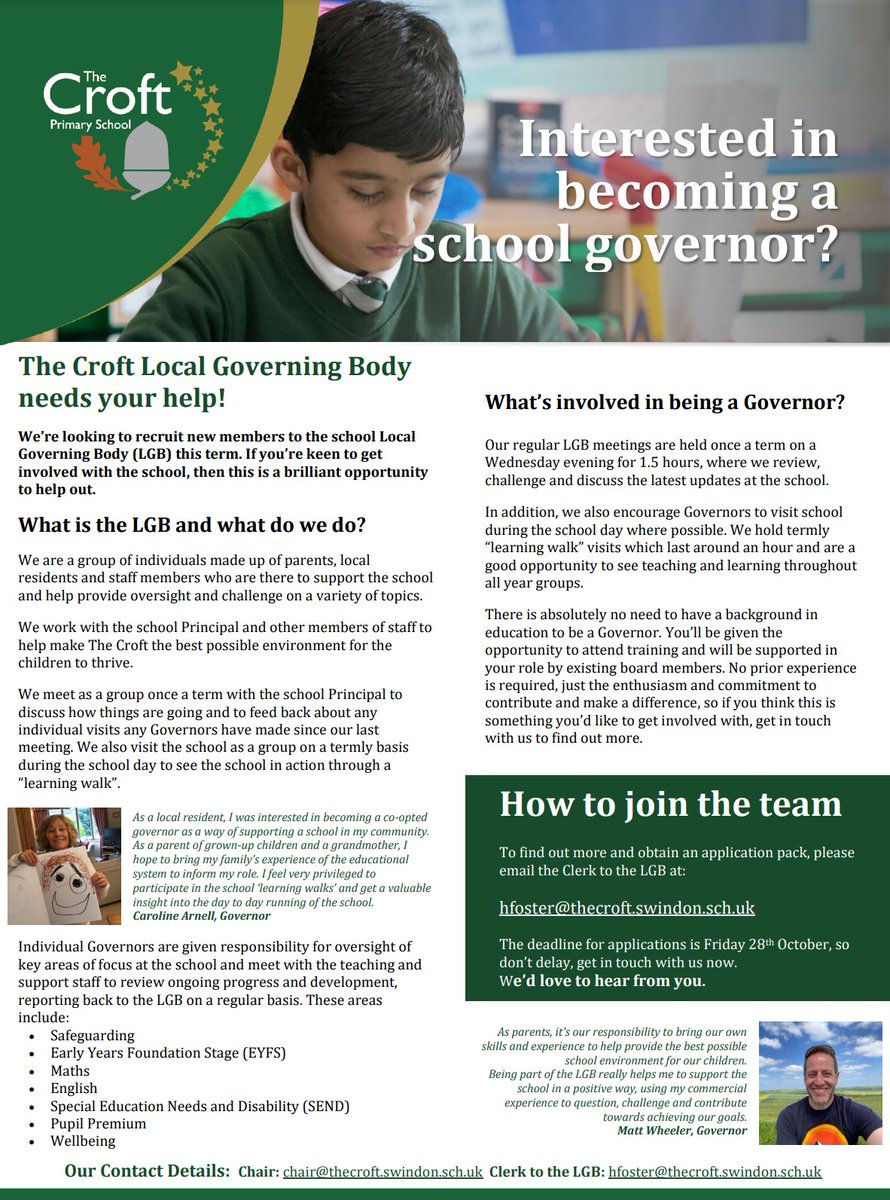 We need your help! We're looking for two new Governors to join the team. There are more details in the attached image, but if you have any specific questions please feel free to DM here on Twitter or email any of the addresses listed. Looking forward to hearing from you!