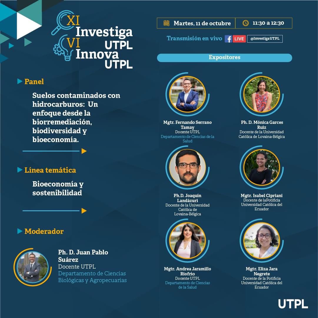JP_SuarezChacon's tweet photo. #InvestigaInnovaUTPL  Participa en la exposición del panel bioeconomía y sostenibilidad    🗓️ martes, 11 de octubre 🕛 11:30 Transmisión en vivo Investiga UTPL https://t.co/LS0Qoxvw7n