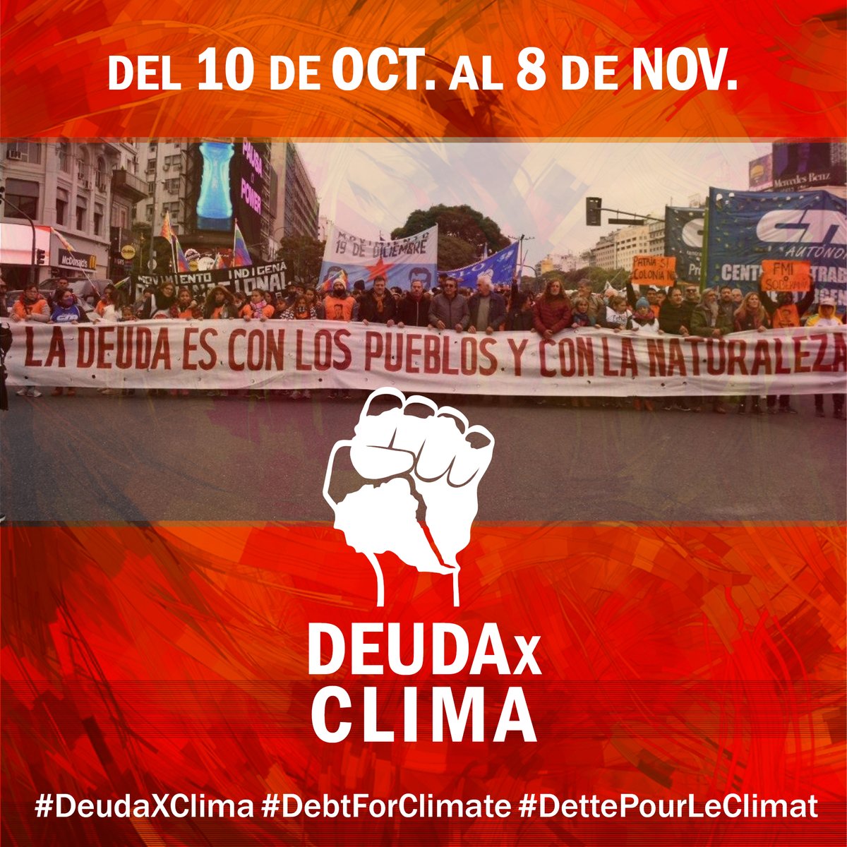 🗣️ Hoy comienzan las reuniones del #FMI y el #BancoMudnial en Washington ⚠

El colonialismo financiero no descansa, la ciudadanía organizada tampoco. 

🔥 Hoy comienzan las movilizaciones para exigir la anulación de las deudas financieras ilegítimas. 

¡Hilo! 👇🏾
#DeudaXClima