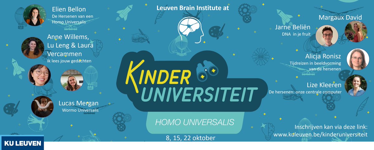 Beste vrienden van de wetenschap 🔬
De #Kinderuniversiteit Leuven is terug met maar liefst 9 Leuven Brain Institute onderzoekers die deelnemen 🧐👨🏻‍🎓

Deze gratis workshops zijn er voor kinderen van 8 tot 13 jaar en gaan door in de gebouwen van <a href="/KU_Leuven/">KU Leuven</a> 
🧠