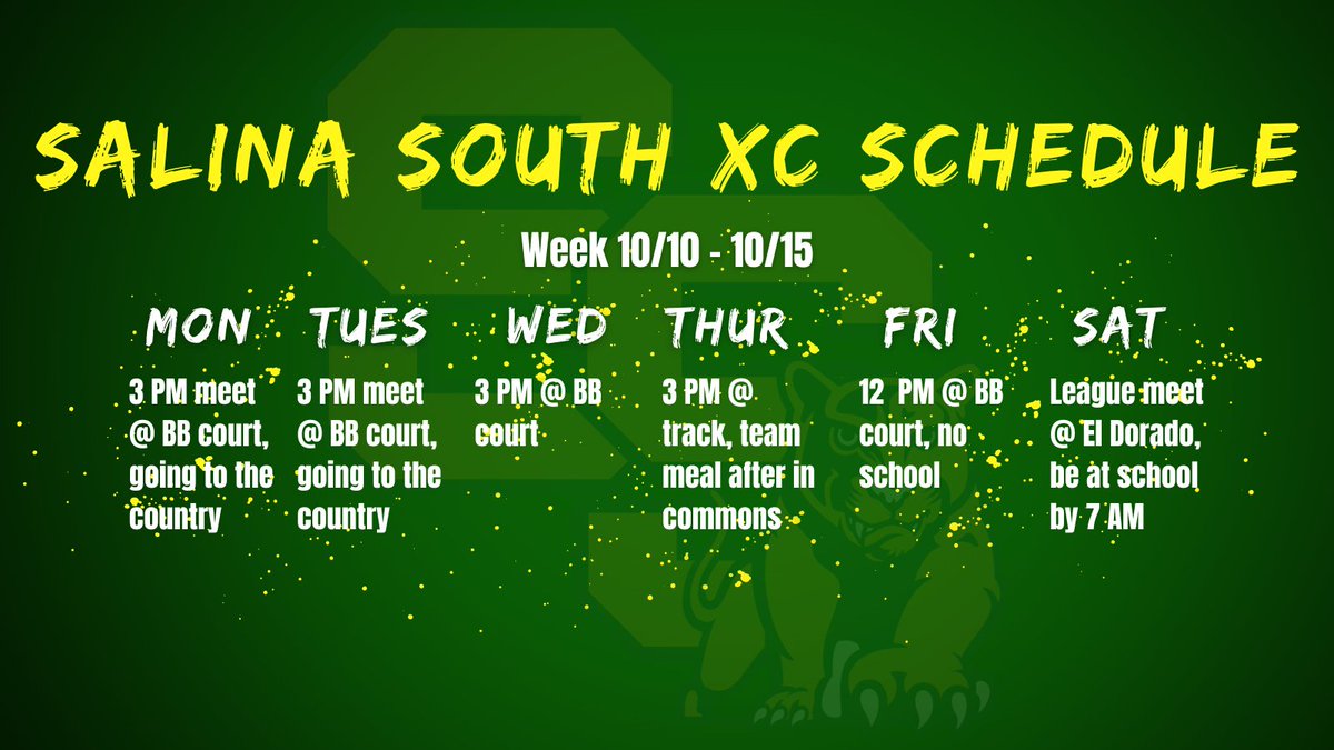 This weeks XC schedule with our League meet on Saturday! #cougs