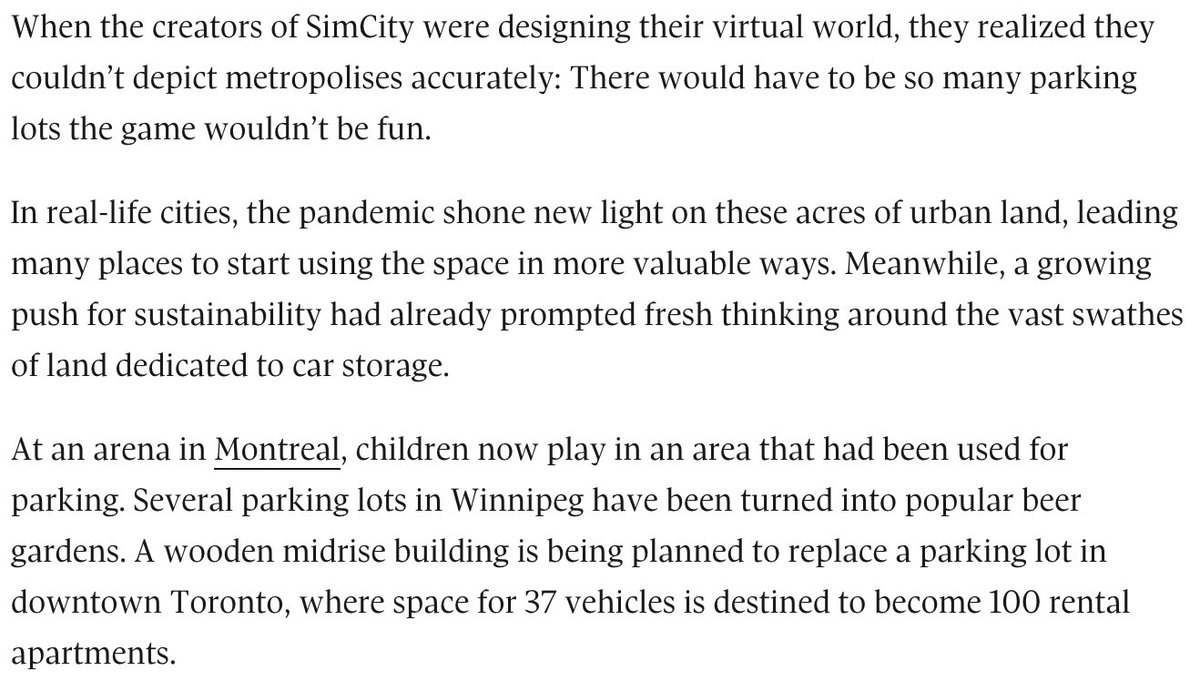 PaulDechene's tweet photo. This Globe piece on how cities are rethinking parking ends w/ a look at Regina! And not in a good way. 

I wonder if city hall is aware of just how often Regina comes up as an example of What Not To Do when people talk about city building? 
https://t.co/319uGYLzTc https://t.co/TaSBUkaY7Q