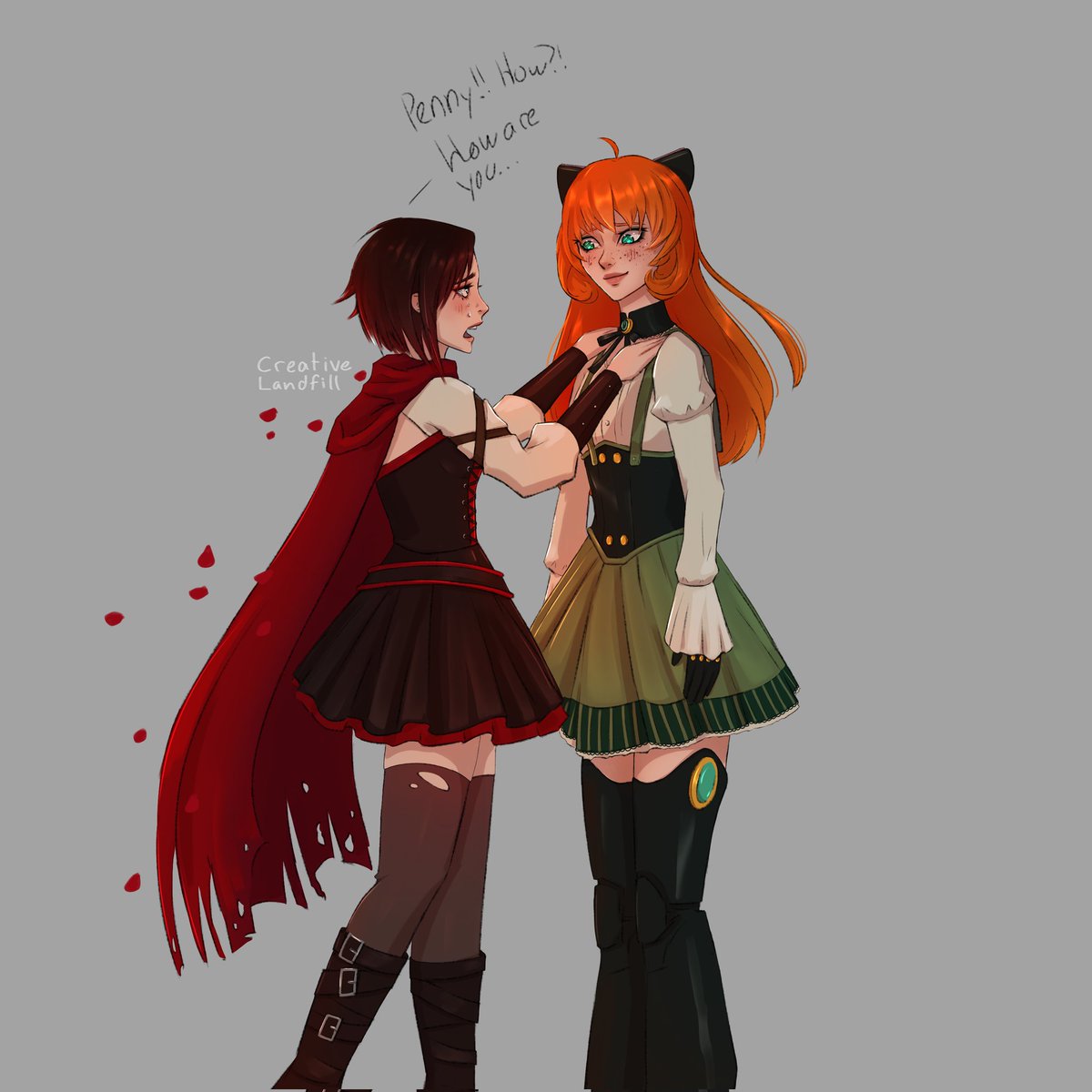 crtv_lndfll's tweet photo. yeah Ruby, she's built different ๐
.
#nutsanddolts #rwby #rwbyfanart #rwbyruby #RubyRose #rwbyrubyrose #rubyrwby #pennypolendina #rubyxpenny #pennyxruby #rwbyvolume7 https://t.co/rTkvf9gQPk