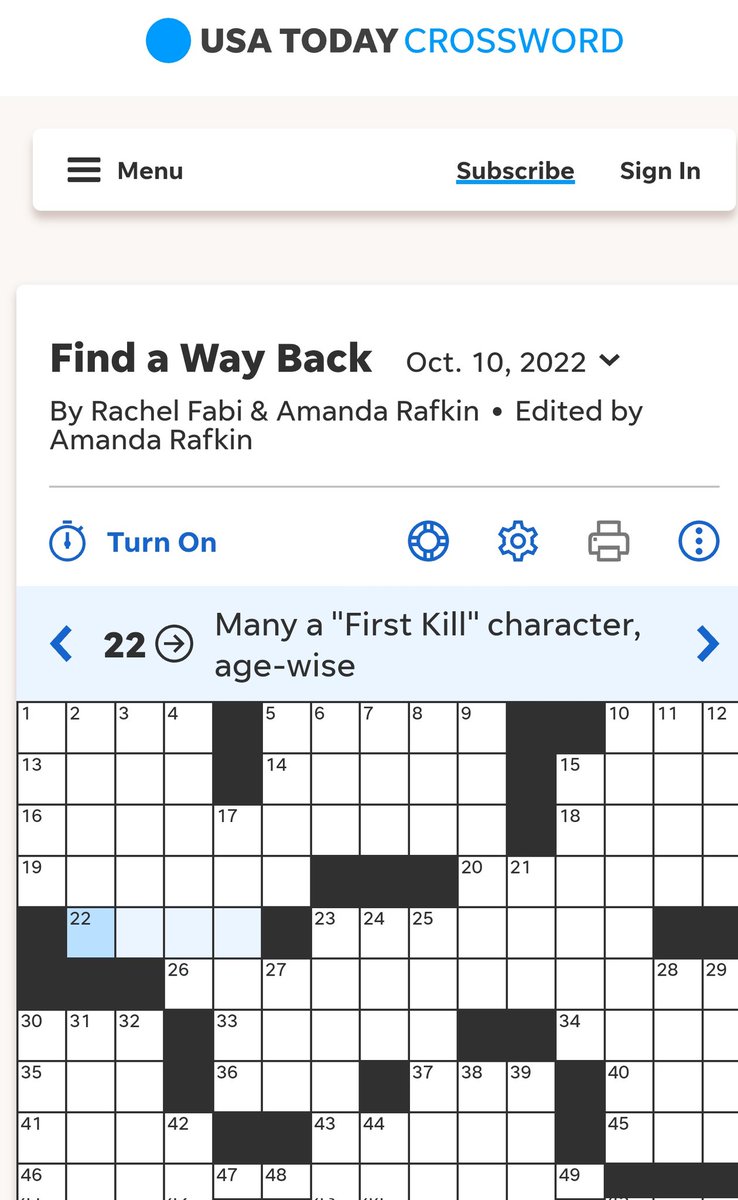 mlesherr's tweet image. On today's @USATODAY crossword puzzle there was a First Kill reference. 
Question was Many a ‘First Kill’ character, age-wise
Answer: Teen 
#savefirstkill