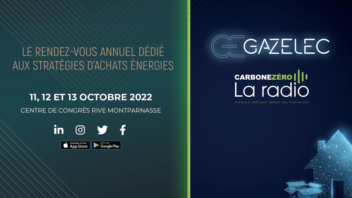 Carbone Zéro La Radio (@_carbonezero) on Twitter photo Le <a href="/CongresGAZELEC/">Congrès GAZELEC</a>, c’est demain ! 🚀
⚡️ Ne manquez pas la 13ème édition du RDV incontournable des acheteurs et fournisseurs d’énergies ! Nous serons présents afin de partager avec vous les temps forts de cet événement d'ampleur ! 👀💥
Stay tuned... 🎧 Le <a href="/CongresGAZELEC/">Congrès GAZELEC</a>, c’est demain ! 🚀
⚡️ Ne manquez pas la 13ème édition du RDV incontournable des acheteurs et fournisseurs d’énergies ! Nous serons présents afin de partager avec vous les temps forts de cet événement d'ampleur ! 👀💥
Stay tuned... 🎧