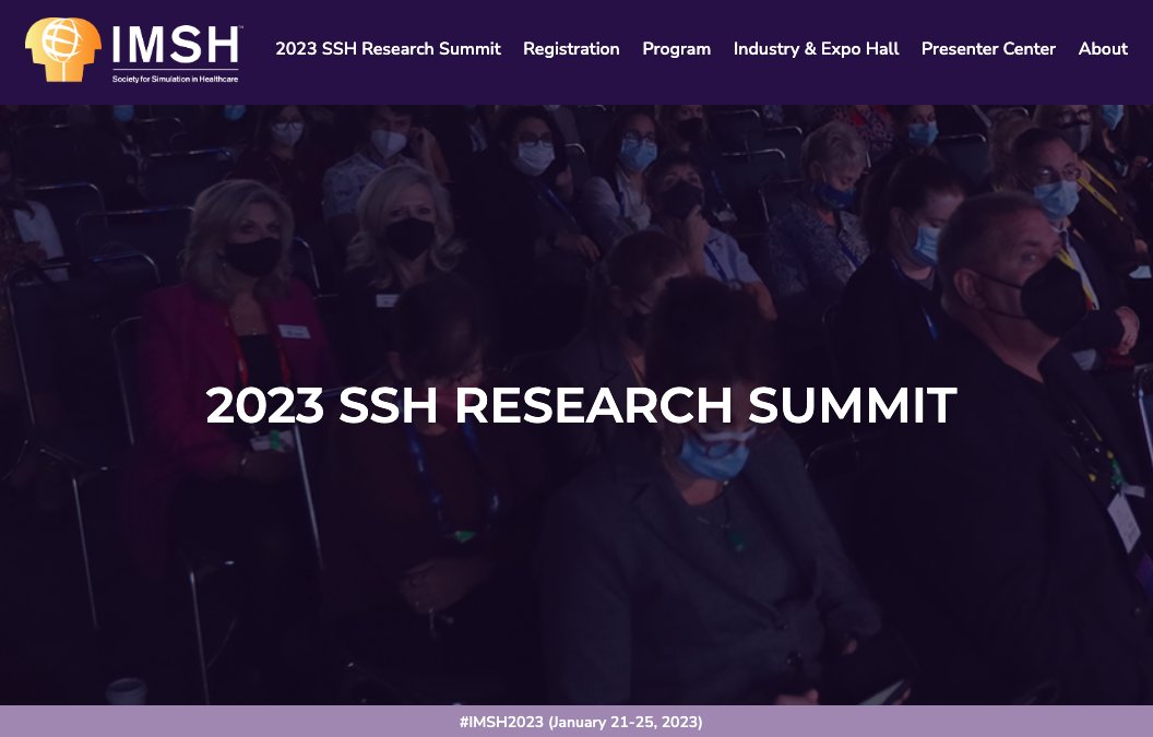 SSHorg's tweet photo. FREE SSH SimSeries MONDAY! | SSH RESEARCH SUMMIT 2023: Building the Simulation Operations and Research Partnership | 2 p.m. Eastern Time TODAY | https://t.co/QHxWip93yU
PRESENTERS: Sharon Muret-Wagstaff, PhD, MPA; Jarrod Young, MBA, BSE, CHSOS-A, FSSH
#healthcare #simops2023 https://t.co/Uy9tqnHiFp