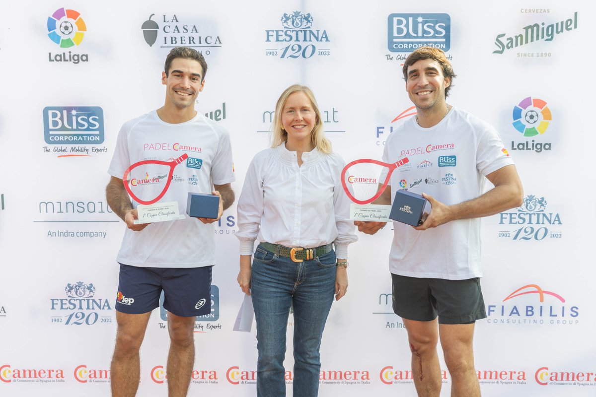 CamacoesIT's tweet photo. Questo sabato si è tenuto il primo #Torneo di #Padel organizzato dalla @CamacoesIT🎾🇪🇸

Ringraziamo le aziende sponsor per il loro supporto:
@BlissCorp | Festina Group | @FiabilisItalia | La Casa Iberica | @LaLiga  | @MahouSanMiguel | @MinsaitItalia https://t.co/EDTe90pZ5o