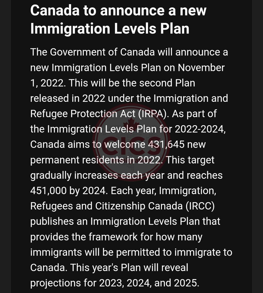CICSImmigration's tweet photo. Canadian Immigration > Immigration Plan
https://t.co/cvzFkHXdt9
#IRPA, #Immigration_Levels_Plan, #immigration_projections, #cicsimmigration, #IRCC #RCIC, #canadaimmigration, #immigrationcanada, #canadavisa https://t.co/N0GOrYkXYT