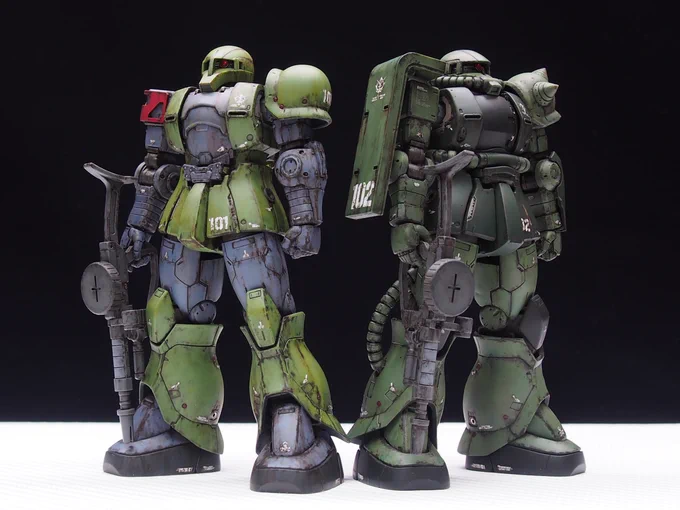 デカールはORIGIN汎用1、スジボリ堂ロボデカールとチッピングデカールを主に。ベルテクス、鋼魂を一部に使用。 