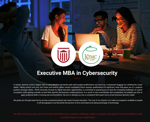 ktmc_limited's tweet photo. In today's climate an Executive MBA in cybersecurity would be a move in the right direction. Take the first steps today by contacting us for more information. https://t.co/14PqY8Yael