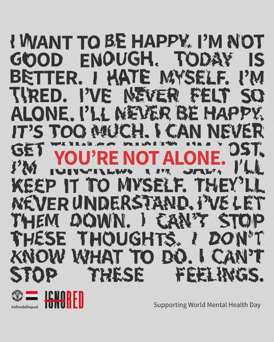 Talk. Listen. Support.

Today more than ever, it's important to remember: no-one's alone ❤️

#MUFC || #WorldMentalHealthDay