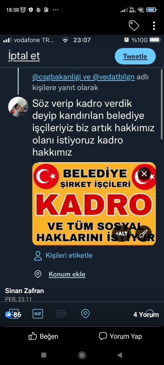 brahim57727392's tweet photo. #BelediyeSirketİscilerineKadro https://t.co/tibRxrg4RW