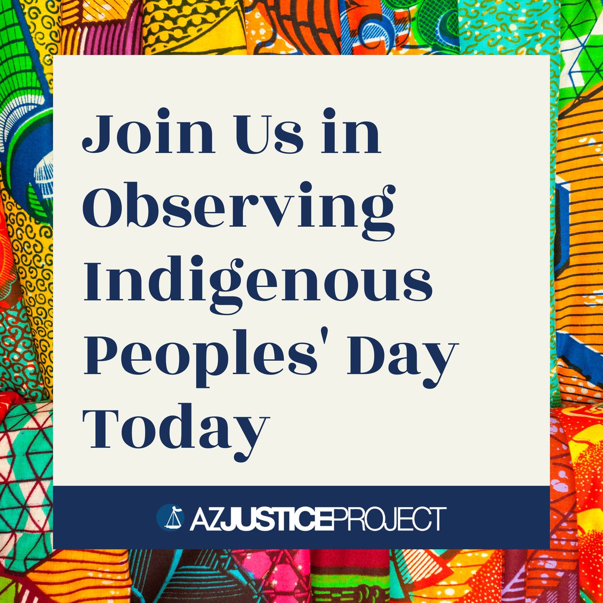 ArizonaJP's tweet photo. Today we observe Indigenous Peoples’ Day. We invite you to join us in commemorating this special day. 

#IndigenousPeoplesDay #ArizonaJusticeProject https://t.co/jkkozOHrue