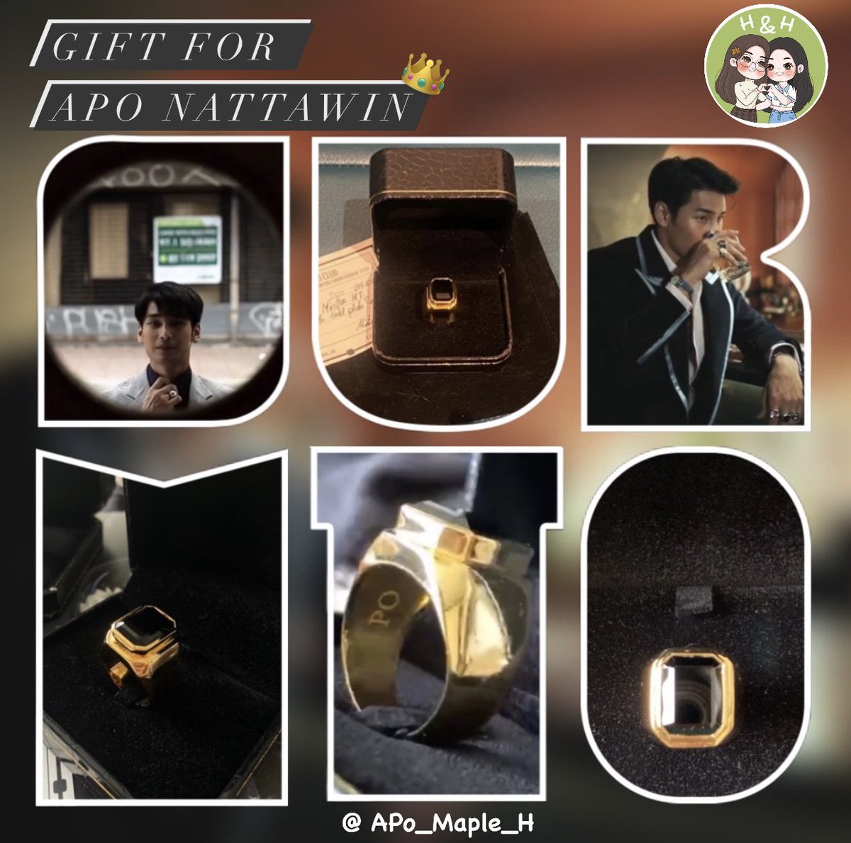 APo_Maple_H's tweet photo. ✨Gift For My King AP♡👑✨
I hope you like it .This is 
MisterM.T.Rollin "I Know You By Heart"
collection (Onyx with Gold plated)
specifically customized for you P♡
( please check inside🥰)I’m waiting for the day when u’ll wear my gifted.
@Nnattawin1 #Nnattawin #apocolleagues https://t.co/Eq0La2PdDB
