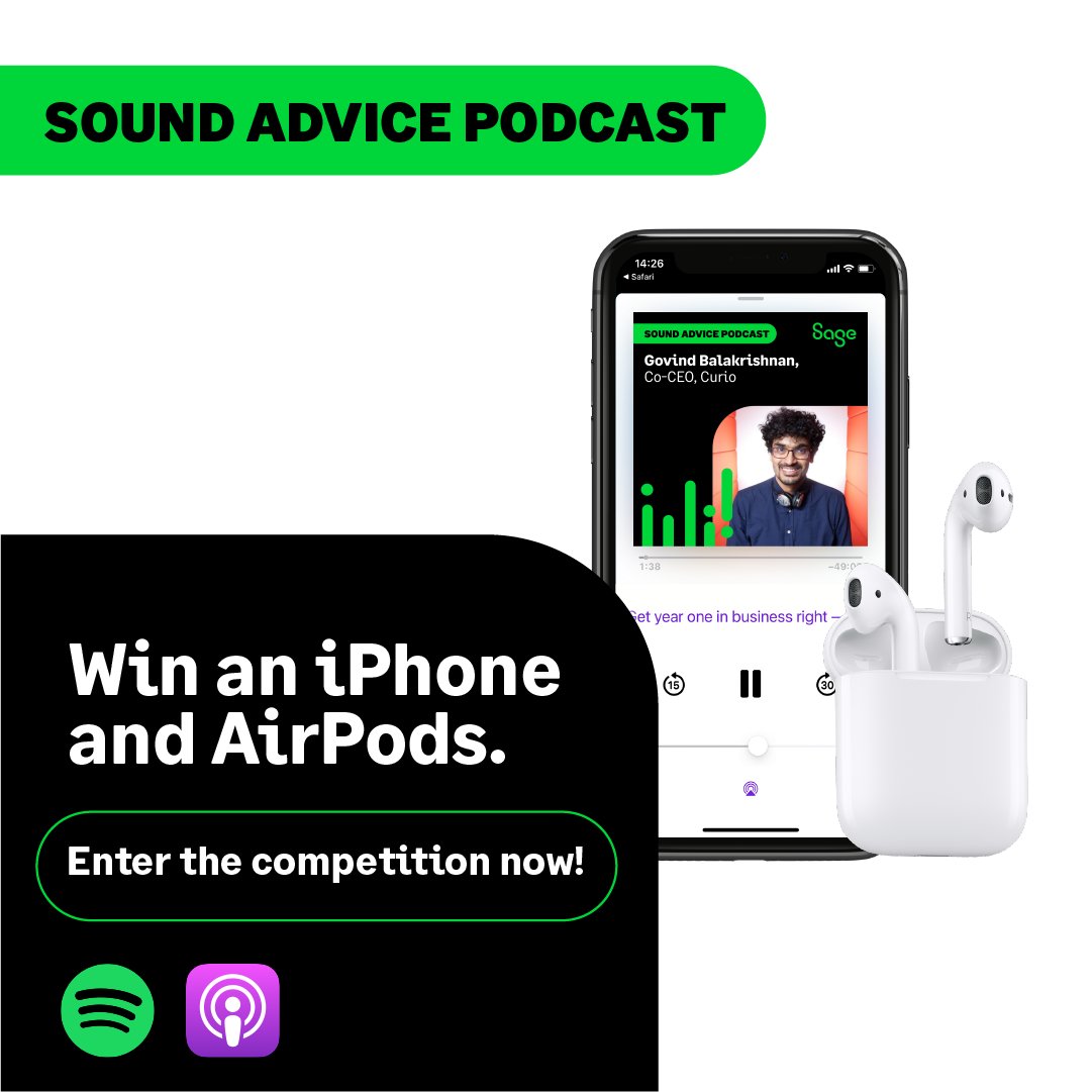 It's competition time!

Celebrate the launch of our latest episode with Govind Balakrishnan, for the chance to WIN an iPhone and AirPods!

To enter:
1. LIKE &amp; RT
2. COMMENT #SoundAdvicePodcast
3. RATE &amp; REVIEW the Podcast on Spotify or Apple

1sa.ge/w9AX50L65cB

Good luck!