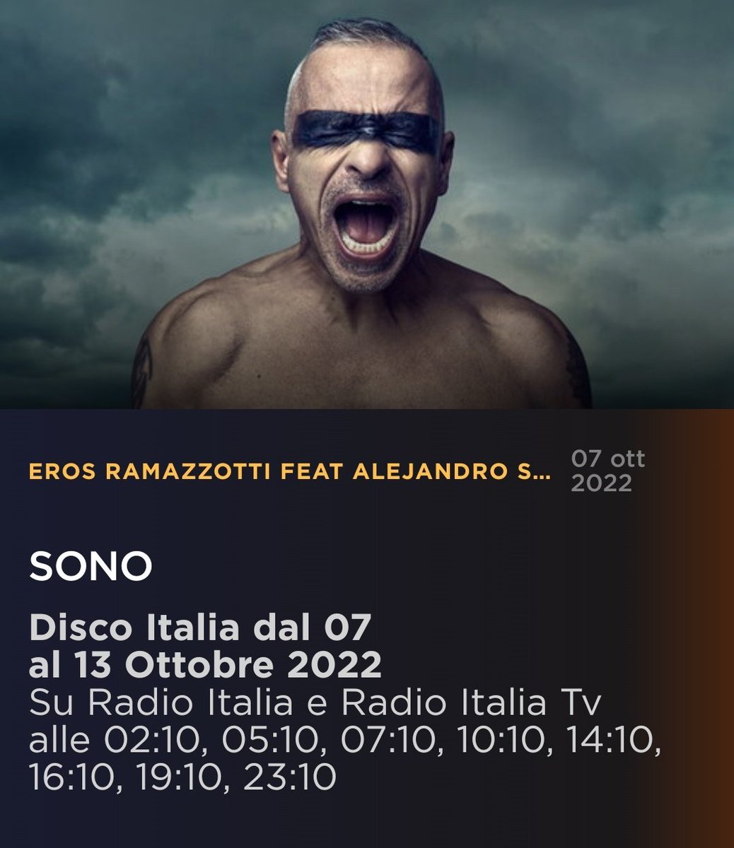 SanremoSummer24's tweet photo. #Rilive
Dopo il 1°singolo #Ama che ha preceduto il suo album #BattitoInfinito ,ecco il 2°estratto di un lavoro molto ampio che ha riportato 4 anni dopo da #VitaCeNe il cantautore romano sulle scene con 12 nuovi brani
Disco Italia 🇮🇹:
#Sono di @RamazzottiEros & @AlejandroSanz https://t.co/Drt7GJ17Ae
