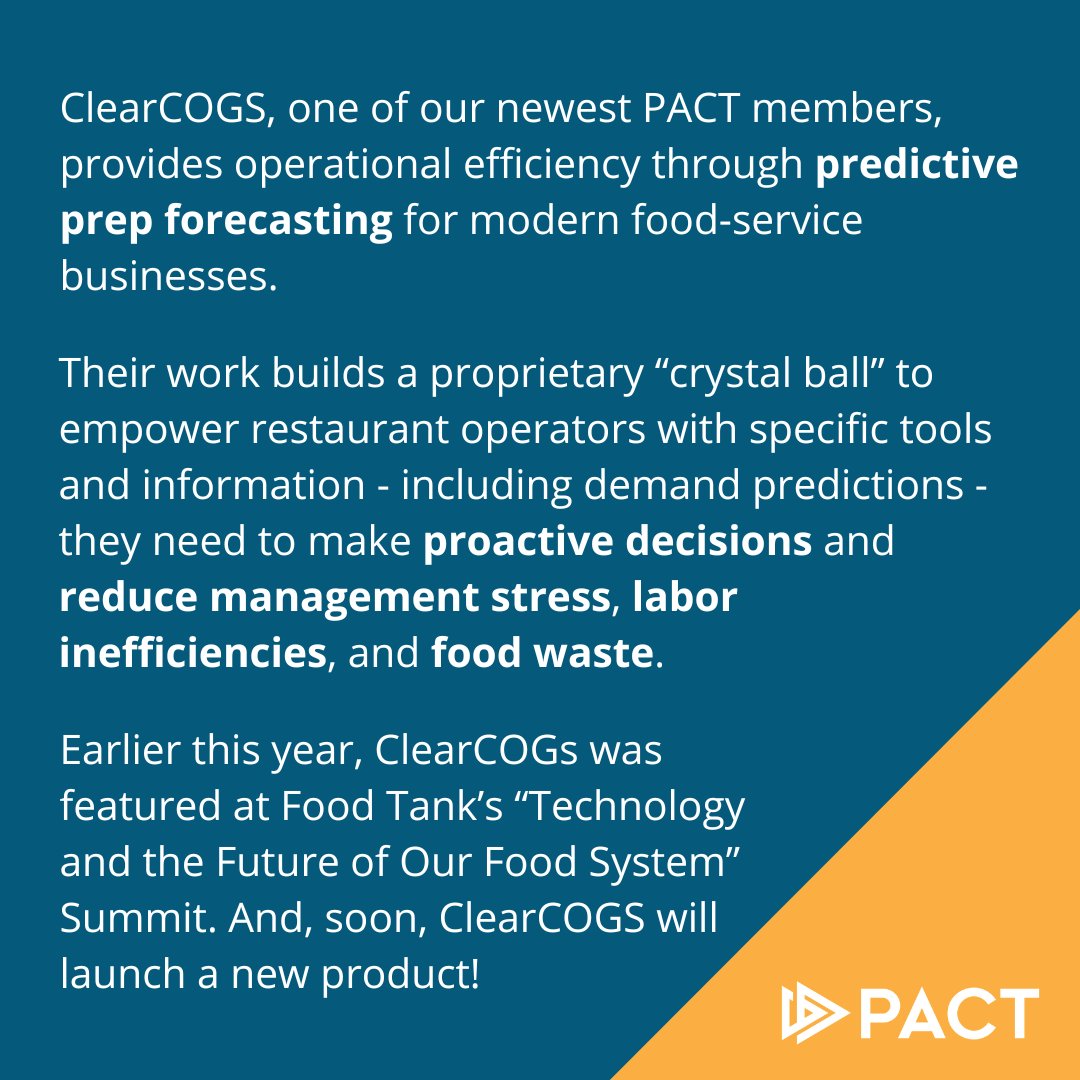 PhilaPACT's tweet photo. #MemberMonday - Meet @ClearCOGS, one of our newest #philaPACT members! Their #software provides a “crystal ball” for #foodservice businesses to reduce #management stress, #labor inefficiencies, and #foodwaste.
Learn more at https://t.co/ZF1jBj9aRs https://t.co/iSCFgvUkS6