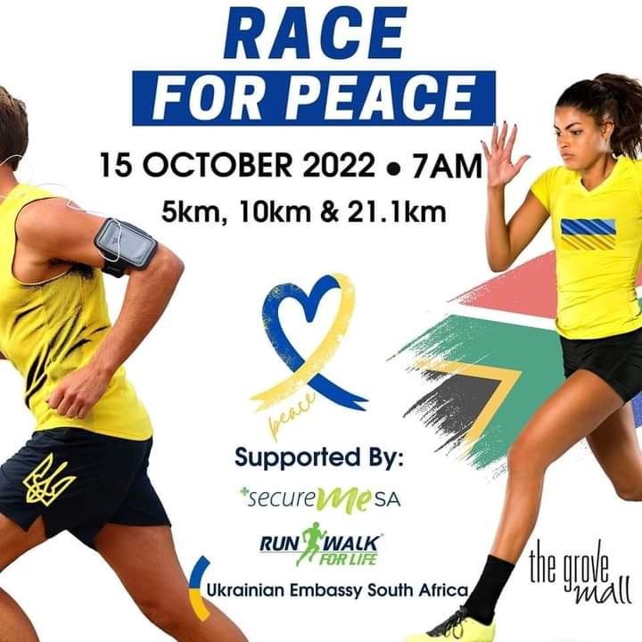 Luv2404's tweet photo. @runningworldcup @ZelenskyyUa ⚠️South Africa 🇿🇦 together with the Ukrainian Embassy South Africa 🇺🇦  brings you "Race for Peace✌🏾" this Saturday,15th Oct. in Pretoria
  
ENTER at: 
- https://t.co/aci3GU9WDC
- Run-A-Way Sport @Runawaysport

#RunWalkForLife #RunningWithTumiSole
#RunningWorldCup
#IPaintedmyrun https://t.co/6U5yzxMCKw