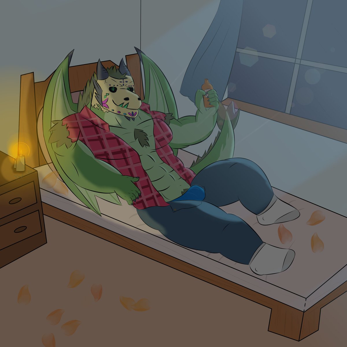 YhezuzG's tweet photo. Yhex Spooky version, he just wants to chill with you in this lovely night https://t.co/FoW91UO6sR