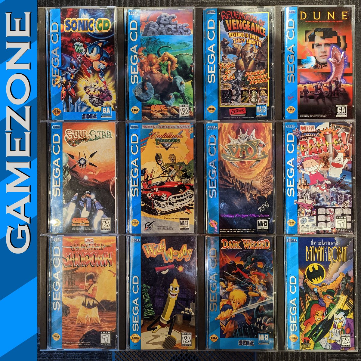 TheGameZoneGZ's tweet image. TJi! #soniccd #bcracers #revengersofvengeance #dune #soulstar #cadillacsanddinosaurs #vay #panic #samuraishodown #wildwoody #darkwizard #theadventuresofbatmanandrobin #segacd #segacdgames