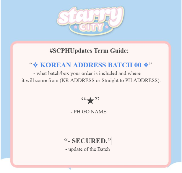 starrycityph's tweet photo. ┈┈⋆ #SCPHUpdates✨
Thank you so much for the patience
Always Stay Safe and Healthy po!

☆ If we missed an update don't hesitate to DM us.
☆ Incoming updates this week will be replied to this tweet. https://t.co/RLFTIXJE2w