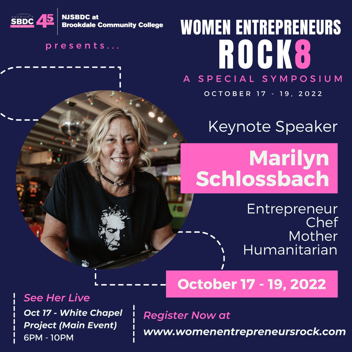Introducing our KEYNOTE SPEAKER for Women Entrepreneurs Rock 8 - Marilyn Schlossbach!

See her LIVE at THE WHITECHAPEL PROJECT in #LongBranch #NJ on Monday Oct 17. Get your ticket today!

ce.brookdalecc.edu/search/publicC…