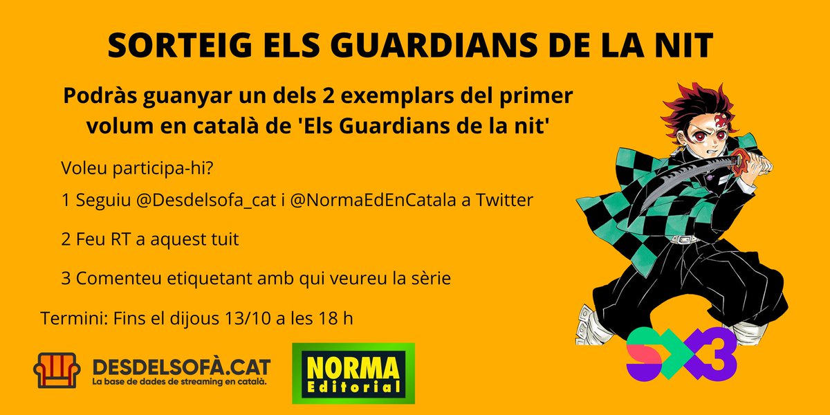 Desdelsofa_cat's tweet photo. A @NormaEdEnCatala i a @Desdelsofa_cat estem tan emocionants amb el nou @SomSX3 que sortegem DOS exemplars del volum 1 de 'Els Guardians de la nit' en català

En vols un? Fàcil👇

1️⃣Segueix a @Desdelsofa_cat i @NormaEdEnCatala
2️⃣Fes RT
3️⃣Comenta etiquetant amb qui veuràs la sèrie https://t.co/9tUsi8wcNk