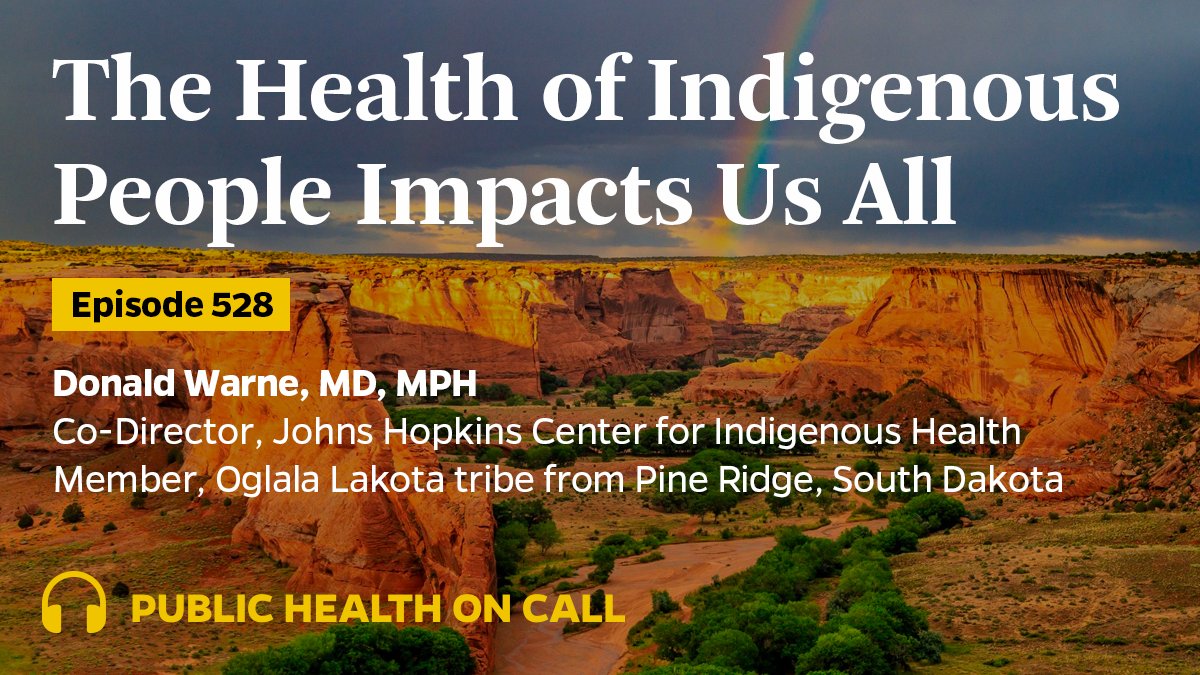 JohnsHopkinsSPH's tweet photo. On #IndigenousPeoplesDay, @DonaldWarneMD of @JHUCIH joins @PublicHealthPod with @DrJoshS to share his hopes that greater understanding of indigenous health will bring a broad range of benefits to the world.

🎧 https://t.co/Y25oA1xwn5 https://t.co/n2frC4Gky7