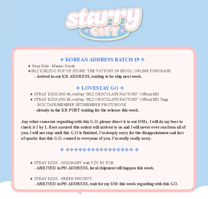 starrycityph's tweet photo. ┈┈⋆ #SCPHUpdates✨
Thank you so much for the patience
Always Stay Safe and Healthy po!

☆ If we missed an update don't hesitate to DM us.
☆ Incoming updates this week will be replied to this tweet. https://t.co/RLFTIXJE2w