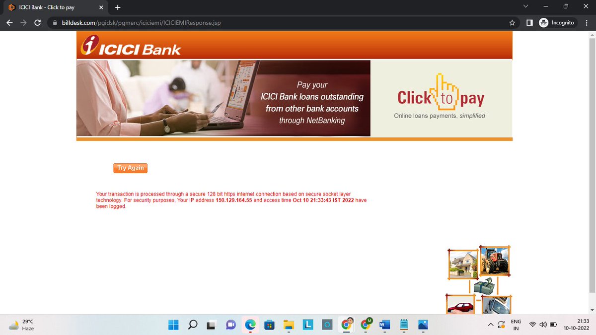 InnovativePaths's tweet photo. How @ICICIBank Bank shutdown #clicktopay facility on 10th Date of the Month in order to make money by charging #Indians a penalty on #EMI.

Tip of iceberg of the SCAM...

@RBI @nsitharaman https://t.co/I8ltEq4sXm