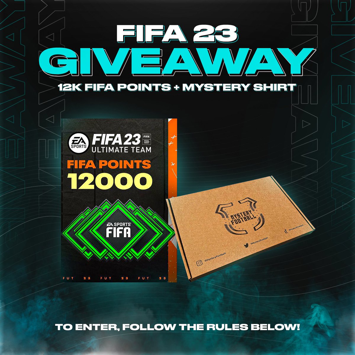 ✅ 24 Hour Giveaway 🟢 12,000 FIFA Points + 👕 Mystery Shirt Box For your chance to win: 🔁 + ♥️ Follow both: @MysteryFootba11 and @SAF_gg Good luck