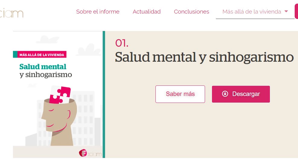 #DiadelaSaludMental   
En la serie #MásAlláDeLaVivienda #SaludMentalySinhogarismo podemos ver cómo se cruzan estas dos realidades👉bit.ly/3rK2Mwx
✅66.9% de las PsSH presentan posible caso de salud mental
✅11.6% afirma tener diagnosticada
alguna enfermedad mental