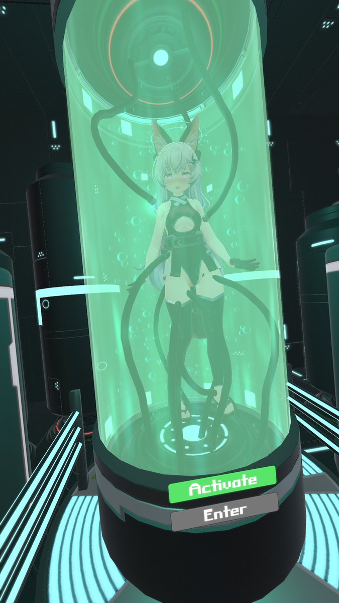 ktn_kuta's tweet photo. VRchatのワールド Maintenance room ウルトラおすすめですレーザーや電撃バチバチしてくれるベッドやシャッターが降りる培養槽とか寝た状態で拘束して装置で注入とか機械触手が出てくる培養槽とかテンション上がりすぎるギミックが満載で最高にいいぞ https://t.co/rM7Fg4AX3Y