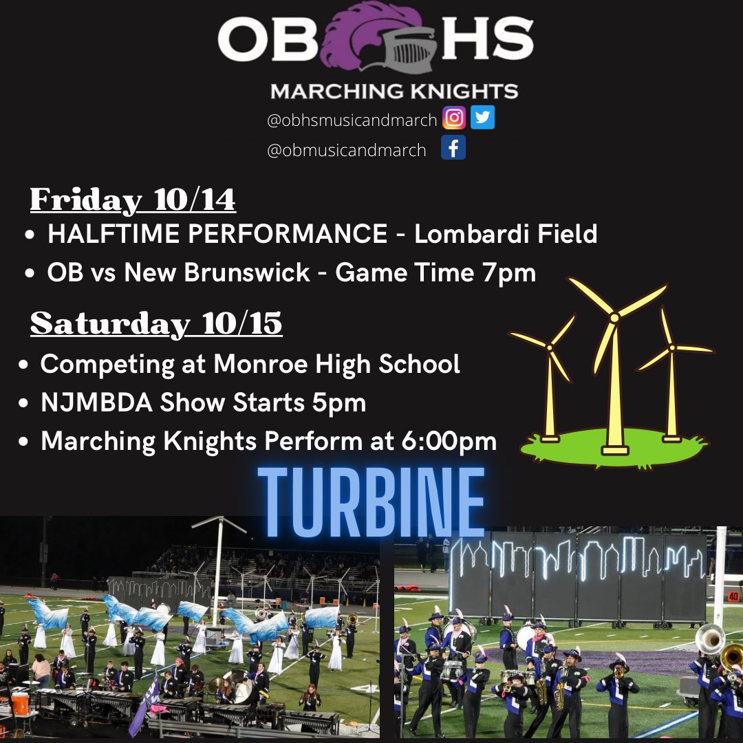 OBmusicandmarch's tweet photo. Thereβs two chances to see the amazing OBHS Marching Knights show this weekend, donβt miss it! π€ππΆβ¨#GoMarchingKnights @FazioSally https://t.co/JjGQmCWvSv