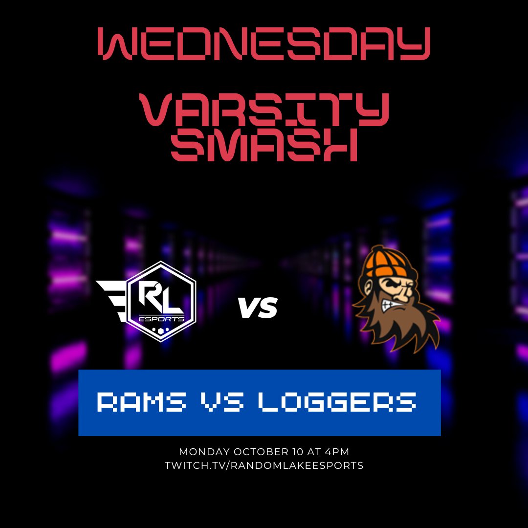RLEsports2's tweet photo. The games start early this week.  We are doing the makeup Smash game from last week.  Random Lake up against Phillips High School.  Game time is 4pm.  https://t.co/zwuFuA8UjP 

@WIHSesports #RLRams #RLAdvantage #esports #SmashBrosUltimate https://t.co/sVrYoh5MfK