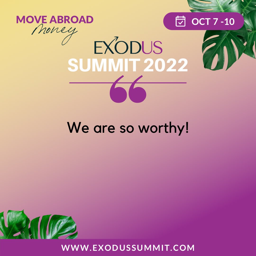 ExodusSummit's tweet photo. โWE ARE SO WORTHY! Day 2 of ExodUS Summit Move Abroad Money from our attendees @ShidasOTL @vaycarious #blackexpats
#blackdigitalnomads
#exodussummit #exodussummit2022
#moveabroadmoney
#sabbatical #blackentrepreneurs
#blackentrepreneurship
#blackexpats
#blackandabroad https://t.co/Qr68AS8fqE