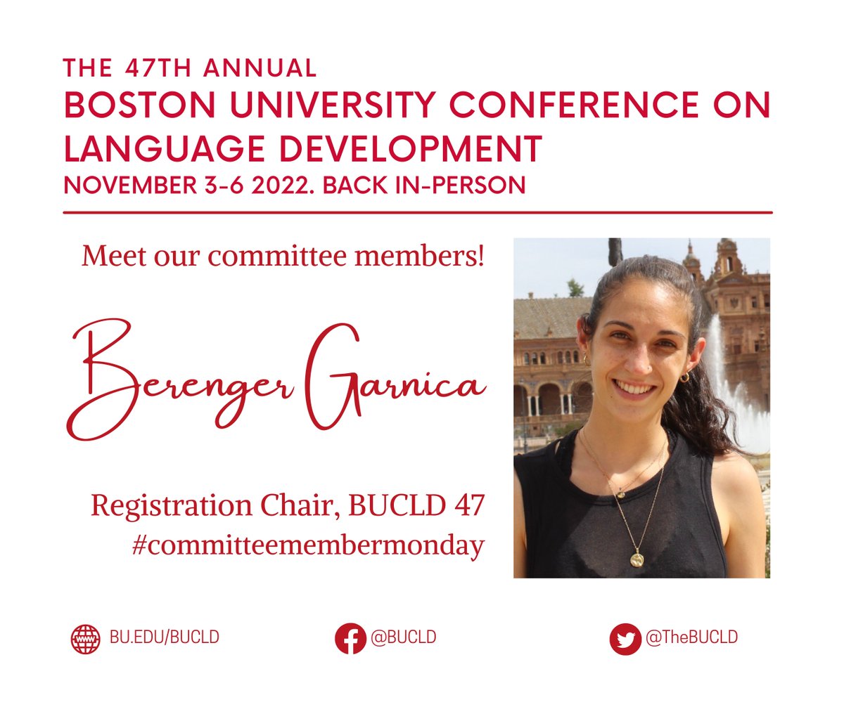 TheBUCLD's tweet photo. Meet the Organizing Committee!
Introducing: BERENGER GARNICA, Registration Chair for #BUCLD47
#CommitteeMemberMonday
“Never have I ever run a marathon (and never will I ever)” - Berenger
Learn more about Berenger Garnica at https://t.co/ZL9L7nS94I https://t.co/ITdAbyhApr